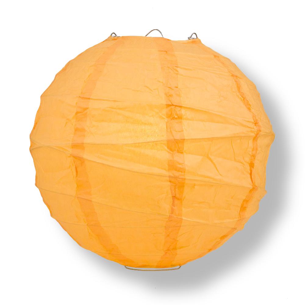 16" Papaya Round Paper Lantern, Crisscross Ribbing, Chinese Hanging Wedding & Party Decoration - PaperLanternStore.com - Paper Lanterns, Decor, Party Lights & More