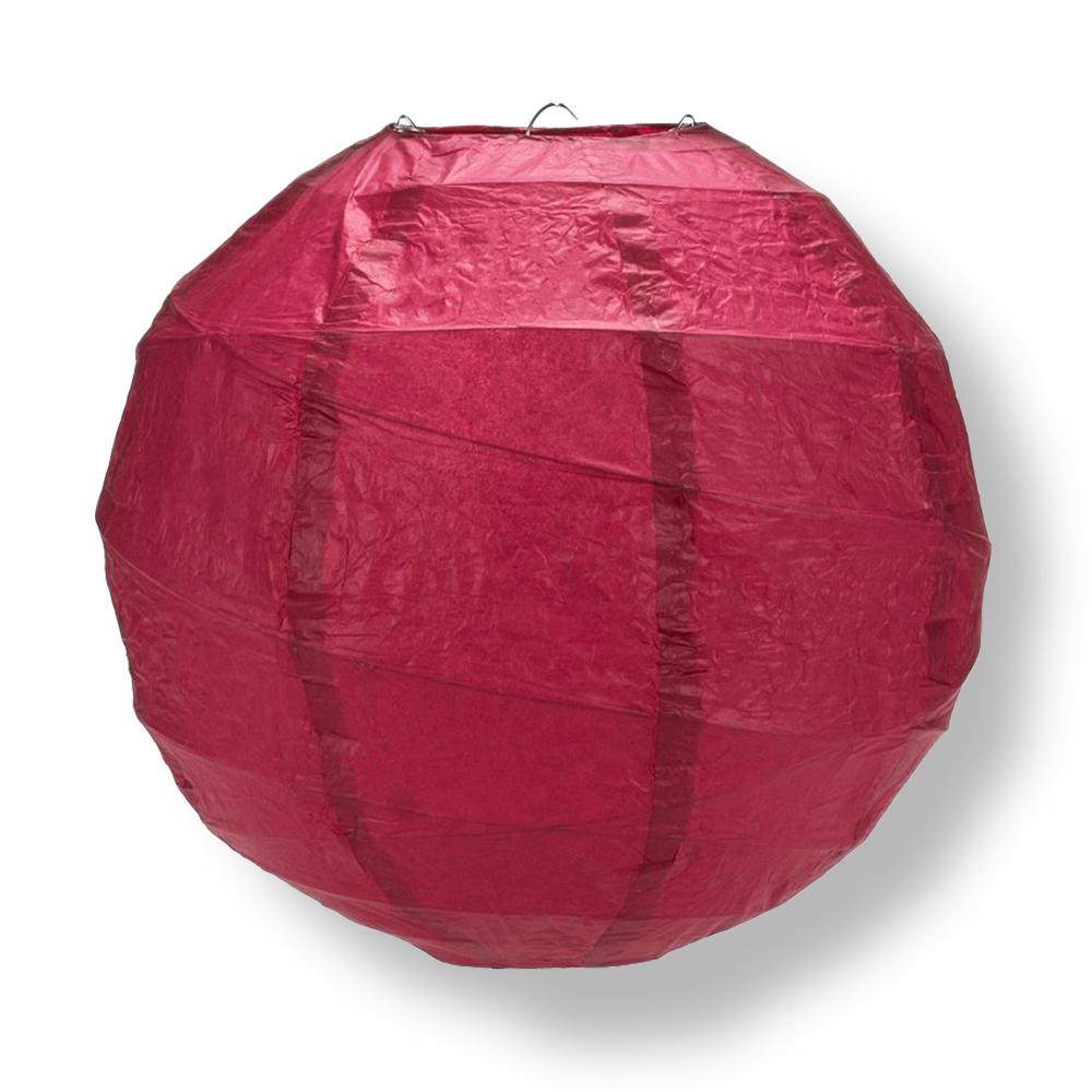 12" Velvet Red Round Paper Lantern, Crisscross Ribbing, Chinese Hanging Wedding & Party Decoration - PaperLanternStore.com - Paper Lanterns, Decor, Party Lights & More