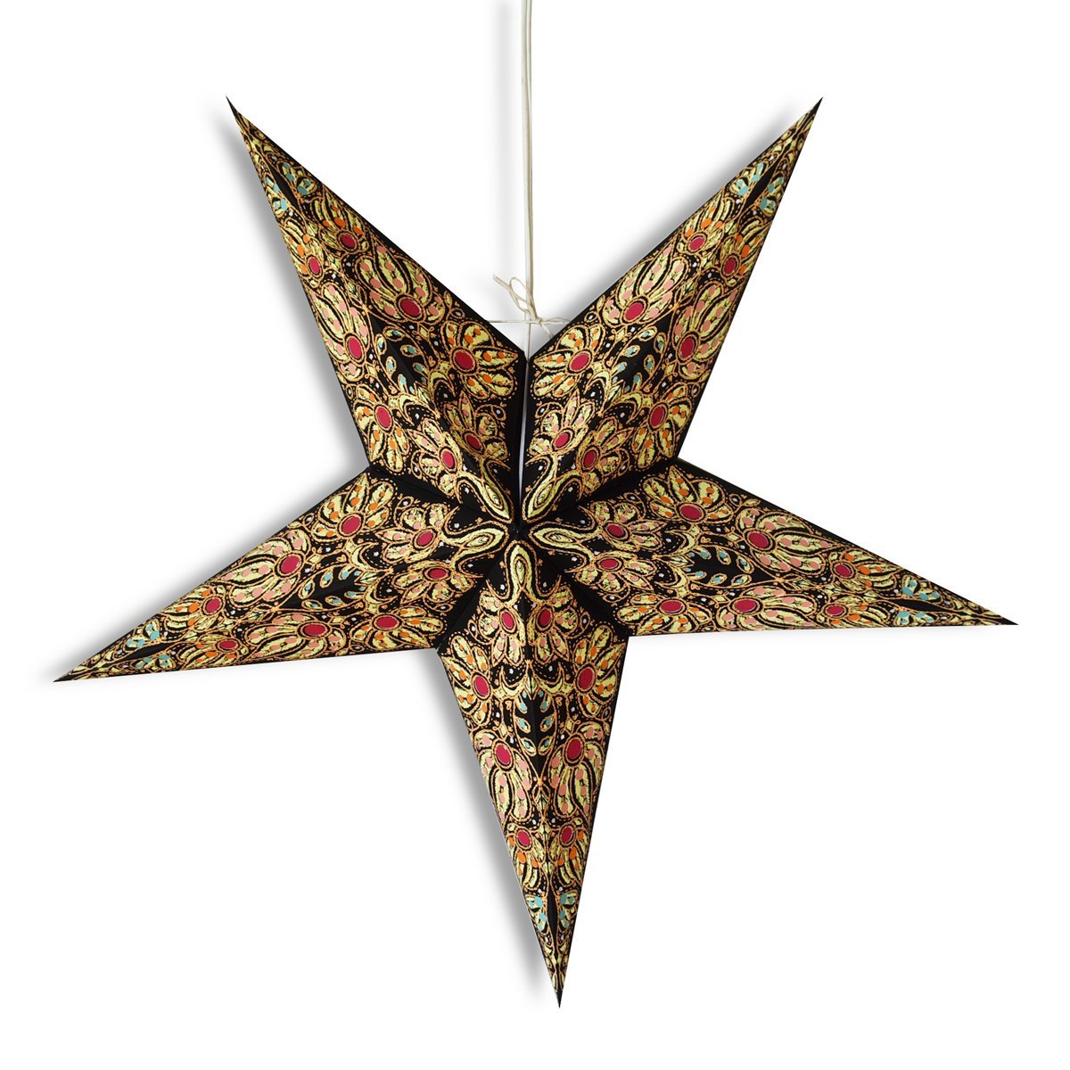 24&quot; Black / Gold Marine Paper Star Lantern, Hanging Wedding &amp; Party Decoration - PaperLanternStore.com - Paper Lanterns, Decor, Party Lights &amp; More