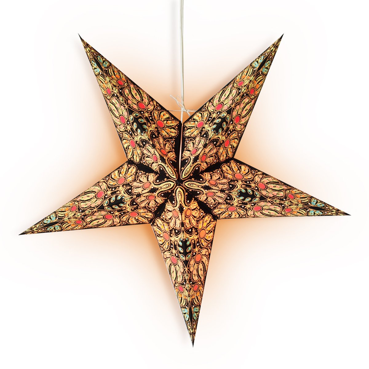 24&quot; Black / Gold Marine Paper Star Lantern, Hanging Wedding &amp; Party Decoration - PaperLanternStore.com - Paper Lanterns, Decor, Party Lights &amp; More