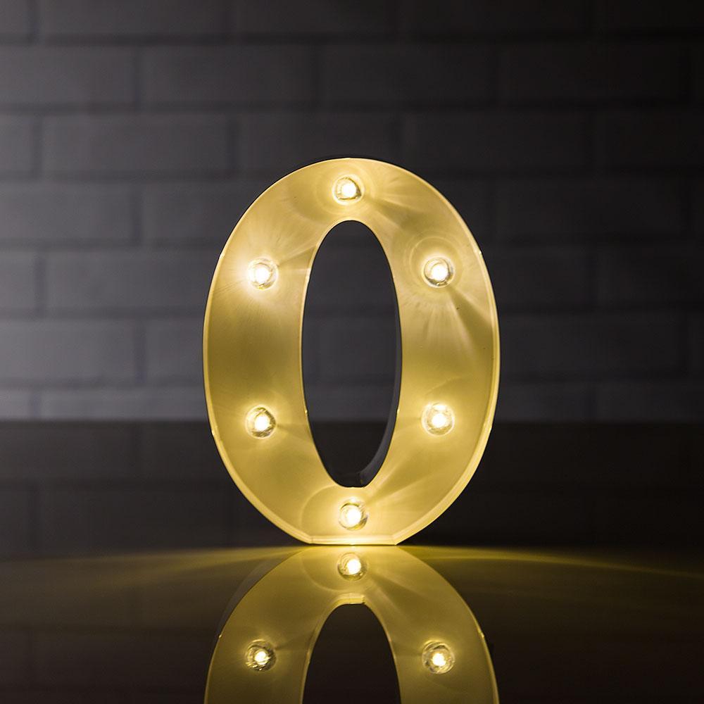 Marquee Light Number &#39;0&#39; LED Metal Sign (8 Inch, Battery Operated) - PaperLanternStore.com - Paper Lanterns, Decor, Party Lights &amp; More