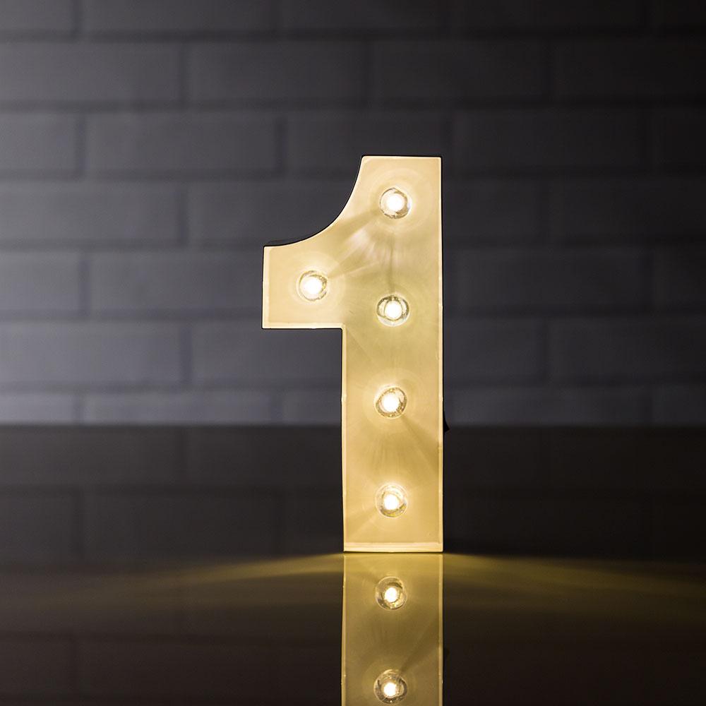 Marquee Light Number &#39;1&#39; LED Metal Sign (8 Inch, Battery Operated) - PaperLanternStore.com - Paper Lanterns, Decor, Party Lights &amp; More