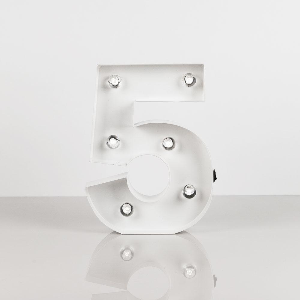Marquee Light Number &#39;5&#39; LED Metal Sign (8 Inch, Battery Operated) - PaperLanternStore.com - Paper Lanterns, Decor, Party Lights &amp; More