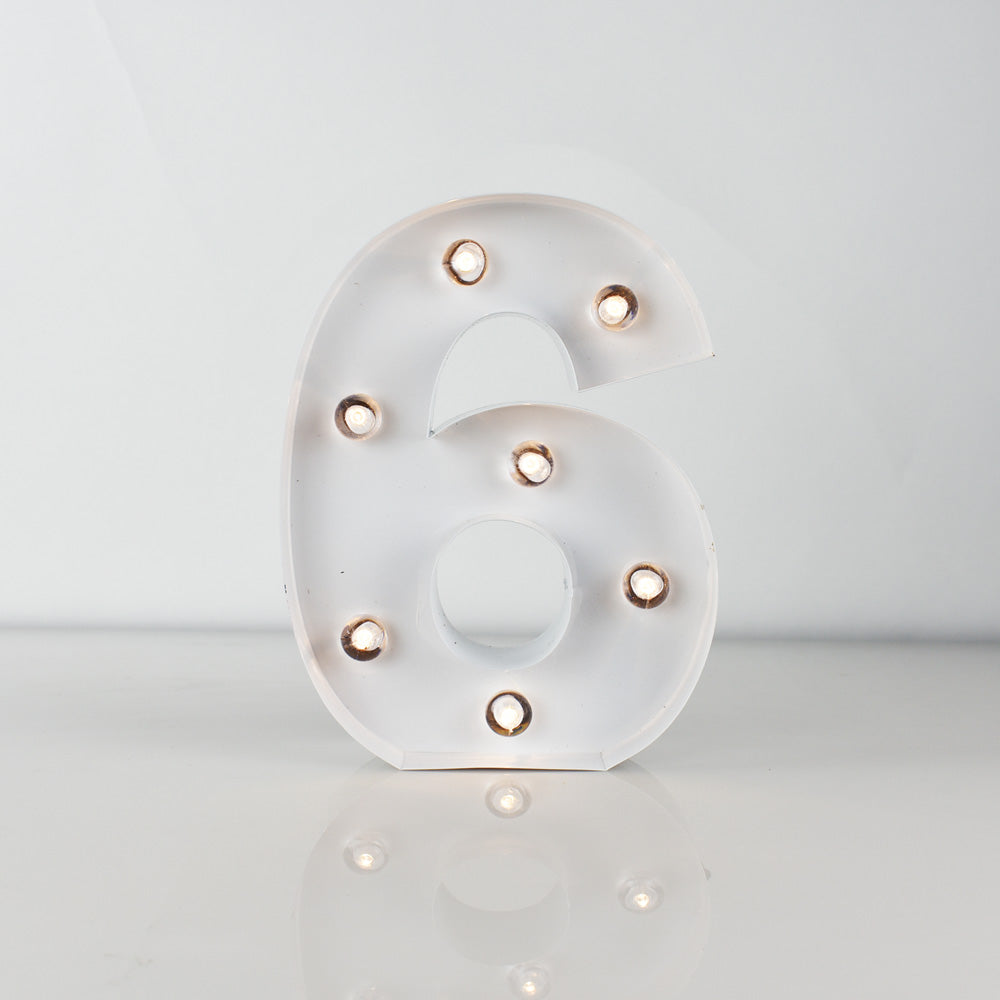 Marquee Light Number &#39;6&#39; LED Metal Sign (8 Inch, Battery Operated) - PaperLanternStore.com - Paper Lanterns, Decor, Party Lights &amp; More