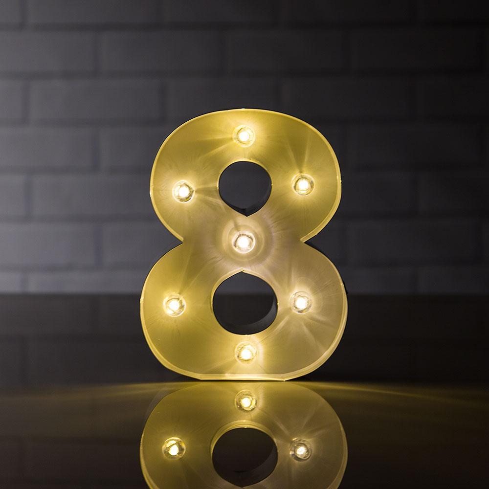 Marquee Light Number &#39;8&#39; LED Metal Sign (8 Inch, Battery Operated) - PaperLanternStore.com - Paper Lanterns, Decor, Party Lights &amp; More
