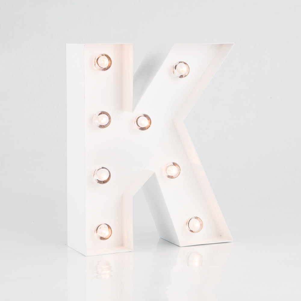 White Marquee Light Letter 'K' LED Metal Sign (8 Inch