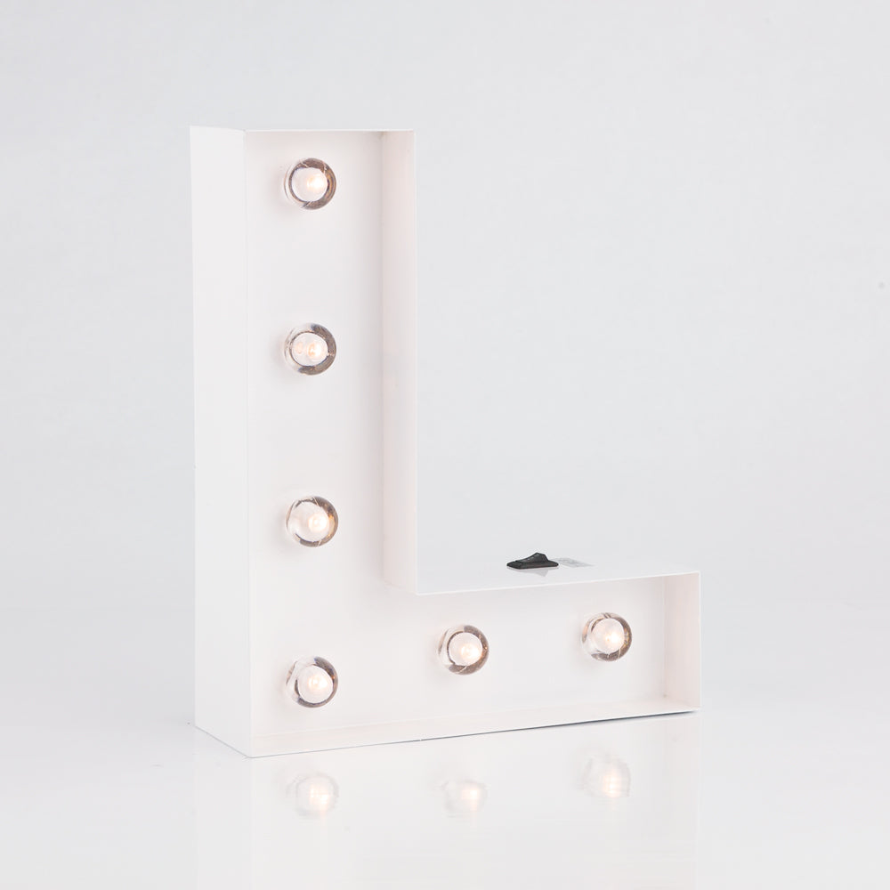 White Marquee Light Letter &#39;L&#39; LED Metal Sign (8 Inch, Battery Operated w/ Timer) - PaperLanternStore.com - Paper Lanterns, Decor, Party Lights &amp; More