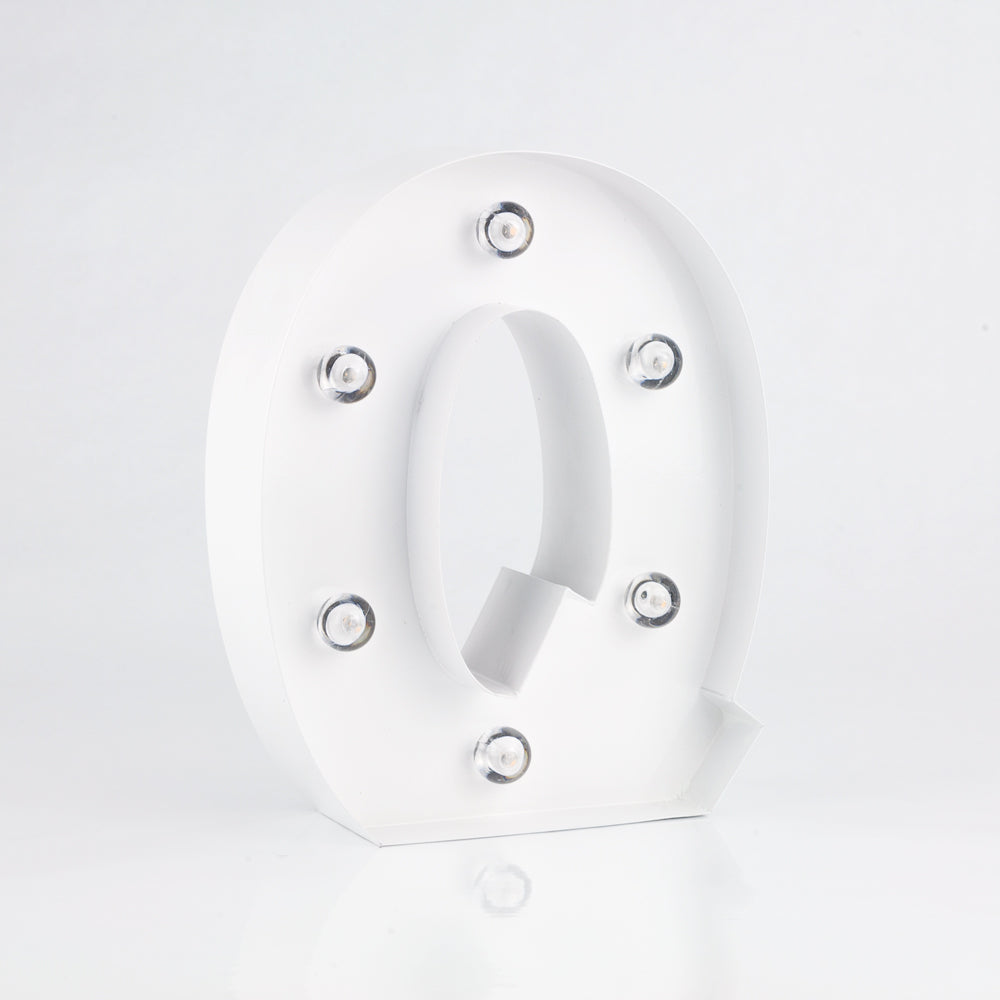 White Marquee Light Letter 'Q' LED Metal Sign (8 Inch, Battery Operated w/ Timer) - PaperLanternStore.com - Paper Lanterns, Decor, Party Lights & More