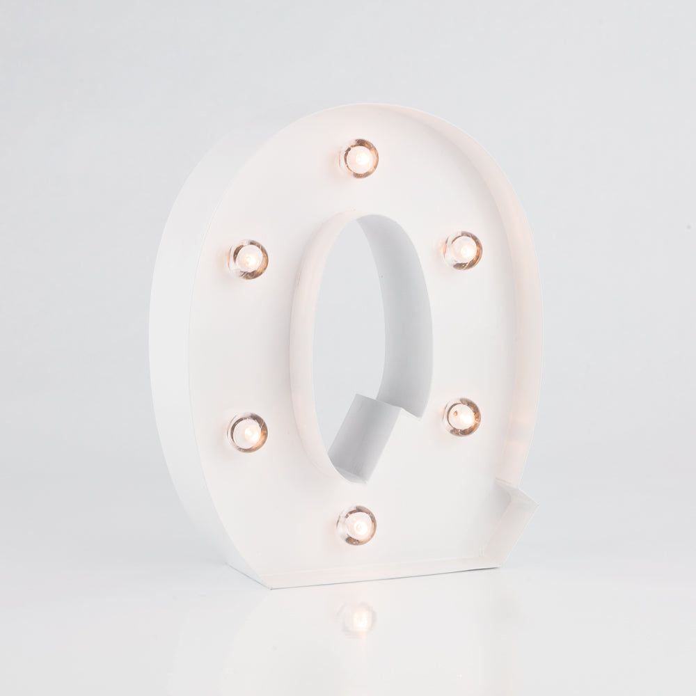 White Marquee Light Letter &#39;Q&#39; LED Metal Sign (8 Inch, Battery Operated w/ Timer) - PaperLanternStore.com - Paper Lanterns, Decor, Party Lights &amp; More