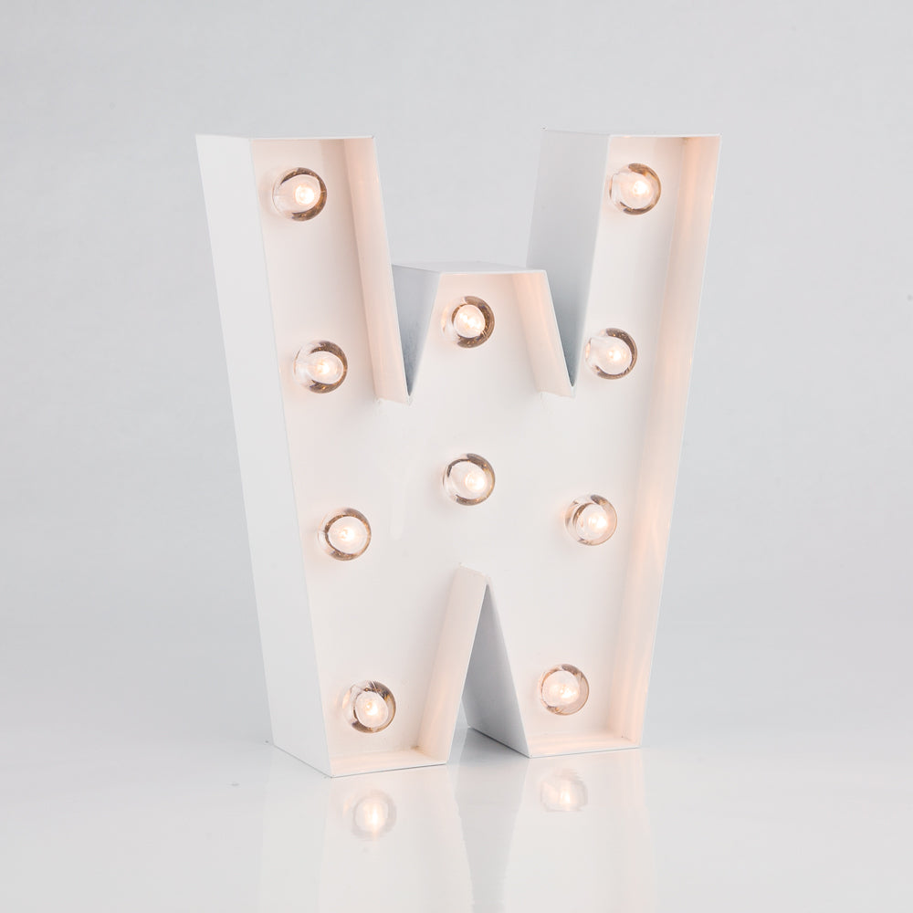 White Marquee Light Letter &#39;W&#39; LED Metal Sign (8 Inch, Battery Operated w/ Timer) - PaperLanternStore.com - Paper Lanterns, Decor, Party Lights &amp; More