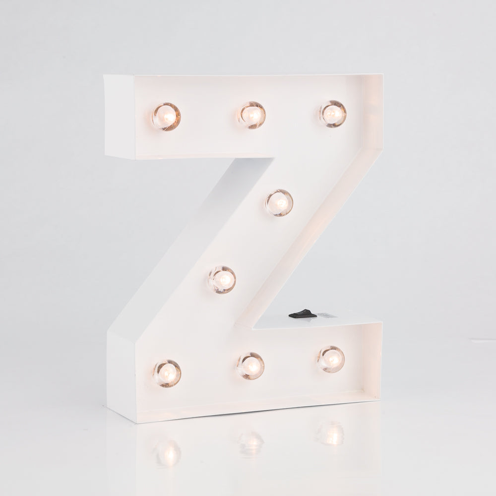 White Marquee Light Letter 'Z' LED Metal Sign (8 Inch, Battery Operated w/ Timer) - PaperLanternStore.com - Paper Lanterns, Decor, Party Lights & More
