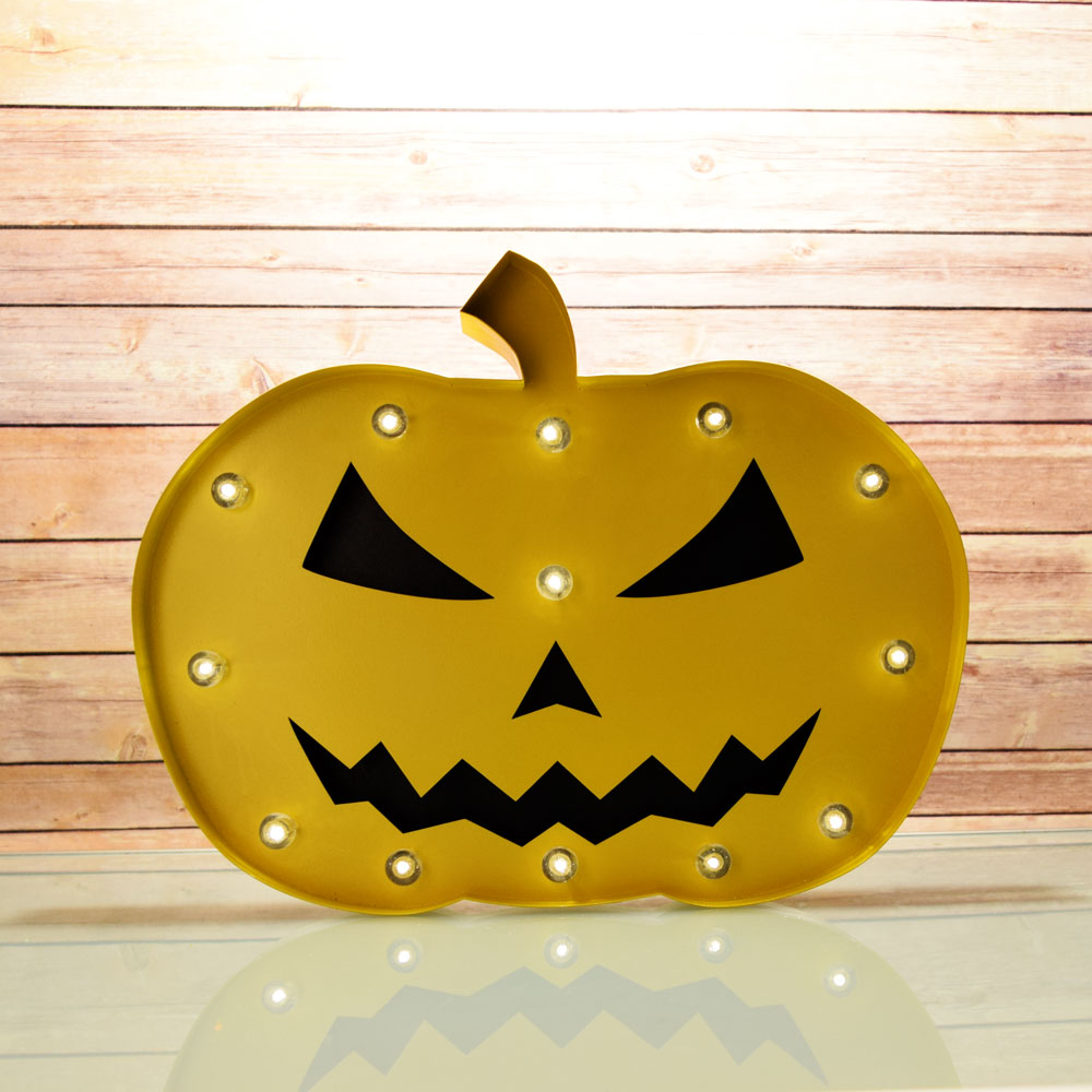 Halloween Marquee Light Jack-O-Lantern 1 LED Metal Sign (Battery Operated) - PaperLanternStore.com - Paper Lanterns, Decor, Party Lights &amp; More