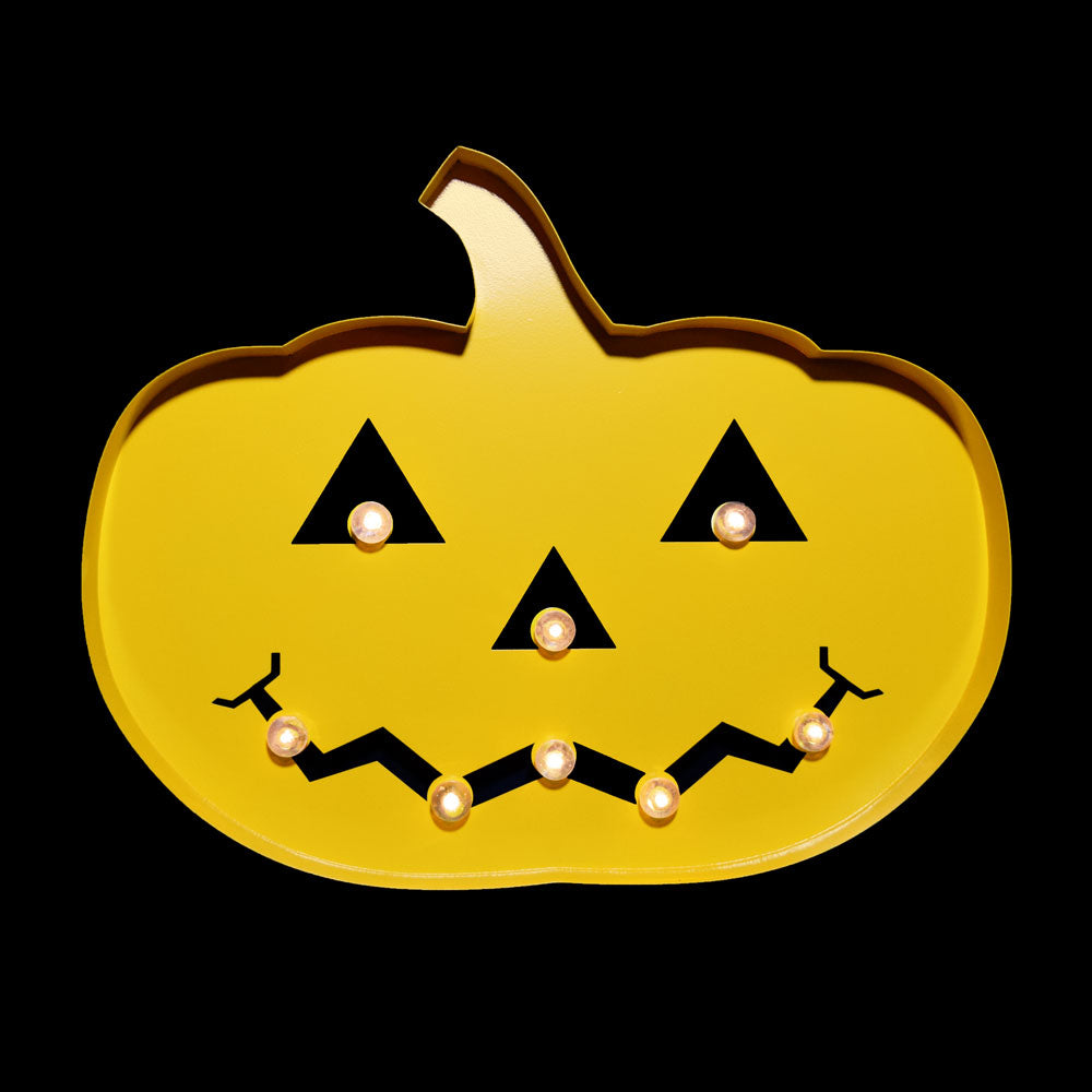 Halloween Marquee Light Jack-O-Lantern 2 LED Metal Sign (Battery Operated) - PaperLanternStore.com - Paper Lanterns, Decor, Party Lights &amp; More