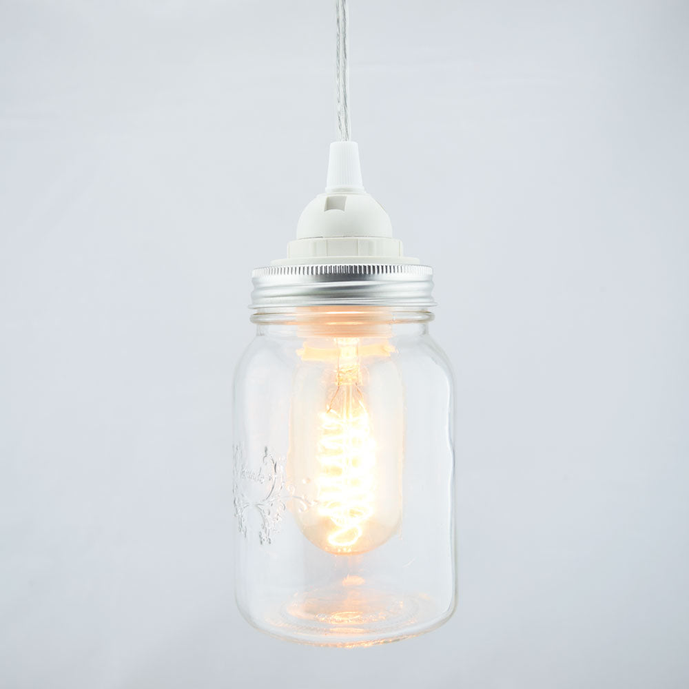 Mason Jar Pendant Light Kit, Regular Mouth, Clear Cord, 15FT - PaperLanternStore.com - Paper Lanterns, Decor, Party Lights &amp; More