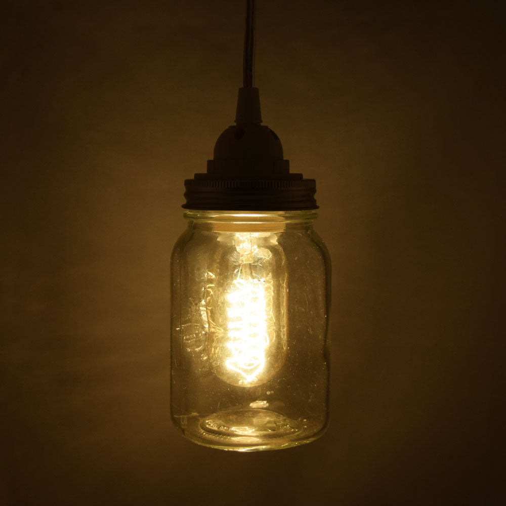 Mason Jar Pendant Light Kit, Regular Mouth, Clear Cord, 15FT - PaperLanternStore.com - Paper Lanterns, Decor, Party Lights &amp; More