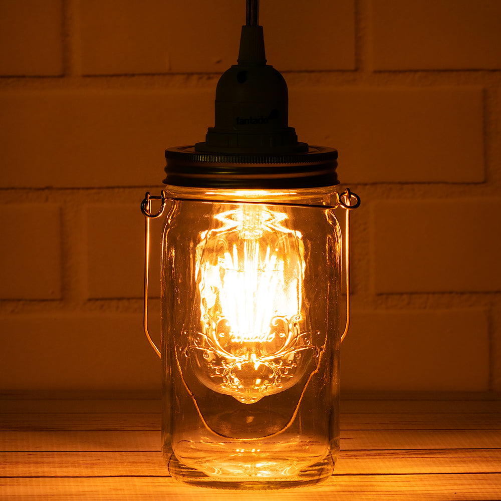 Fantado Mason Jar Pendant Light Kit, Wide Mouth, Clear Cord, 15FT - PaperLanternStore.com - Paper Lanterns, Decor, Party Lights &amp; More