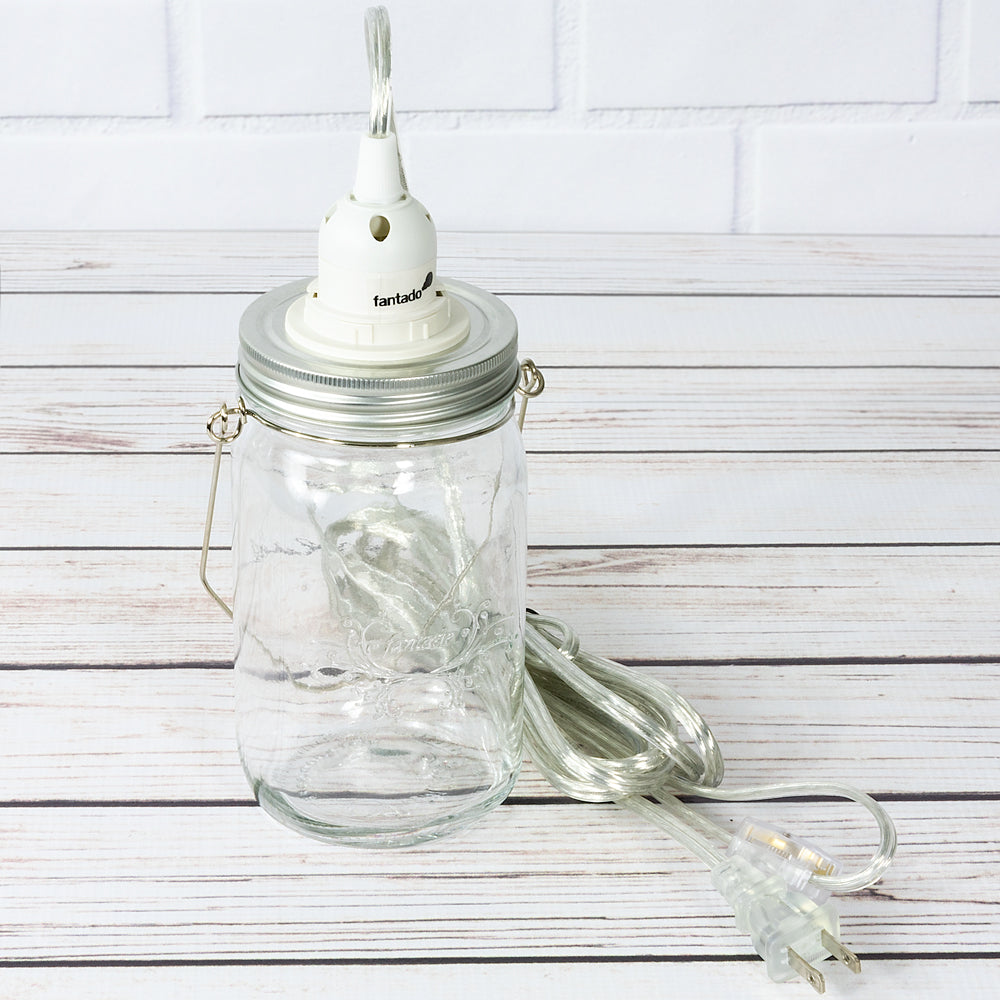Fantado Mason Jar Pendant Light Kit, Wide Mouth, Clear Cord, 15FT - PaperLanternStore.com - Paper Lanterns, Decor, Party Lights &amp; More