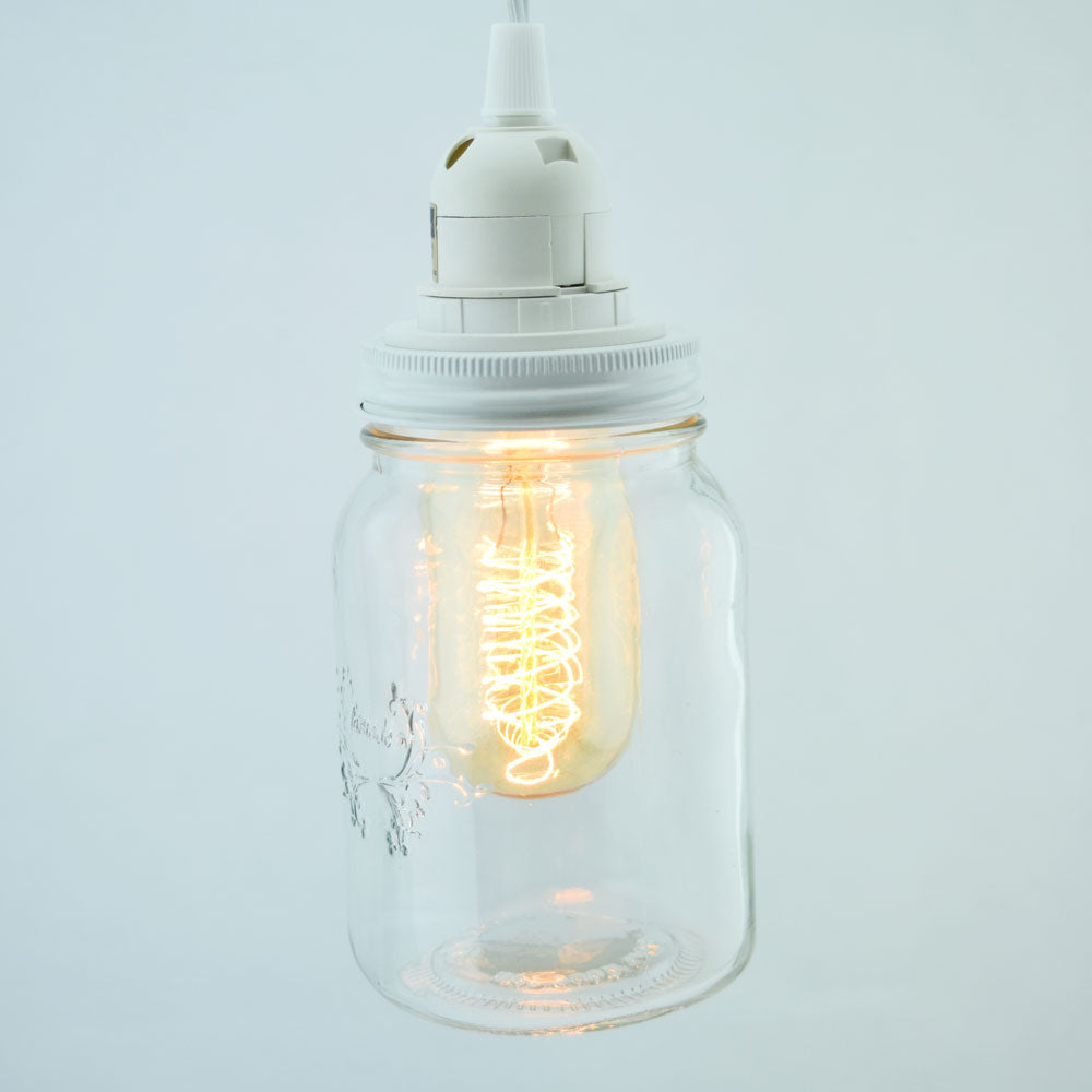 Mason Jar Pendant Light Kit, Regular Mouth, White Cord, 15FT - PaperLanternStore.com - Paper Lanterns, Decor, Party Lights &amp; More