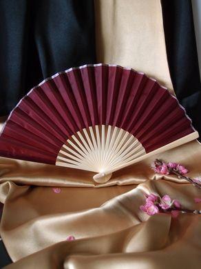 9&quot; Marsala / Burgundy Wine Silk Hand Fans for Weddings (10 Pack)