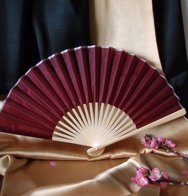 9&quot; Marsala / Burgundy Wine Silk Hand Fans for Weddings (10 Pack)