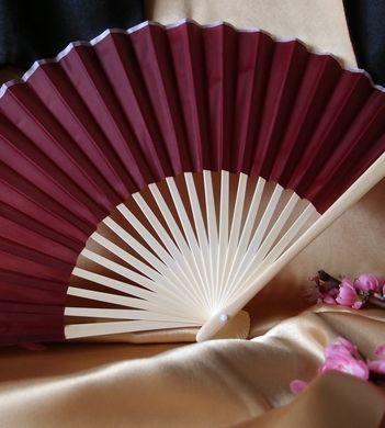 9&quot; Marsala / Burgundy Wine Silk Hand Fans for Weddings (10 Pack)