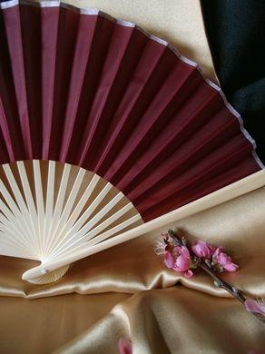 9&quot; Marsala / Burgundy Wine Silk Hand Fans for Weddings (10 Pack)