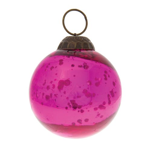 2.5" Fuchsia Ava Mercury Glass Ball Ornament Christmas Holiday Decoration