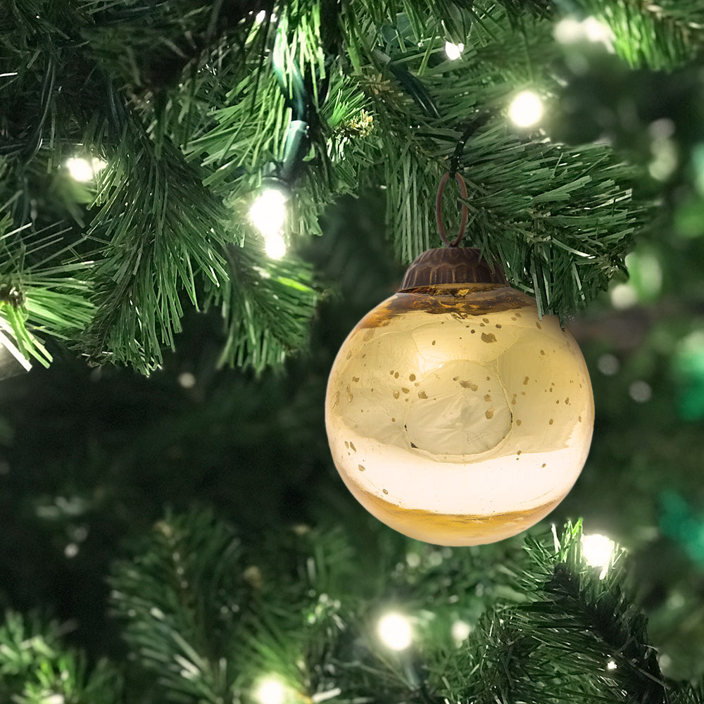2&quot; Gold Ava Mercury Glass Ball Ornament Christmas Holiday Decoration - PaperLanternStore.com - Paper Lanterns, Decor, Party Lights &amp; More
