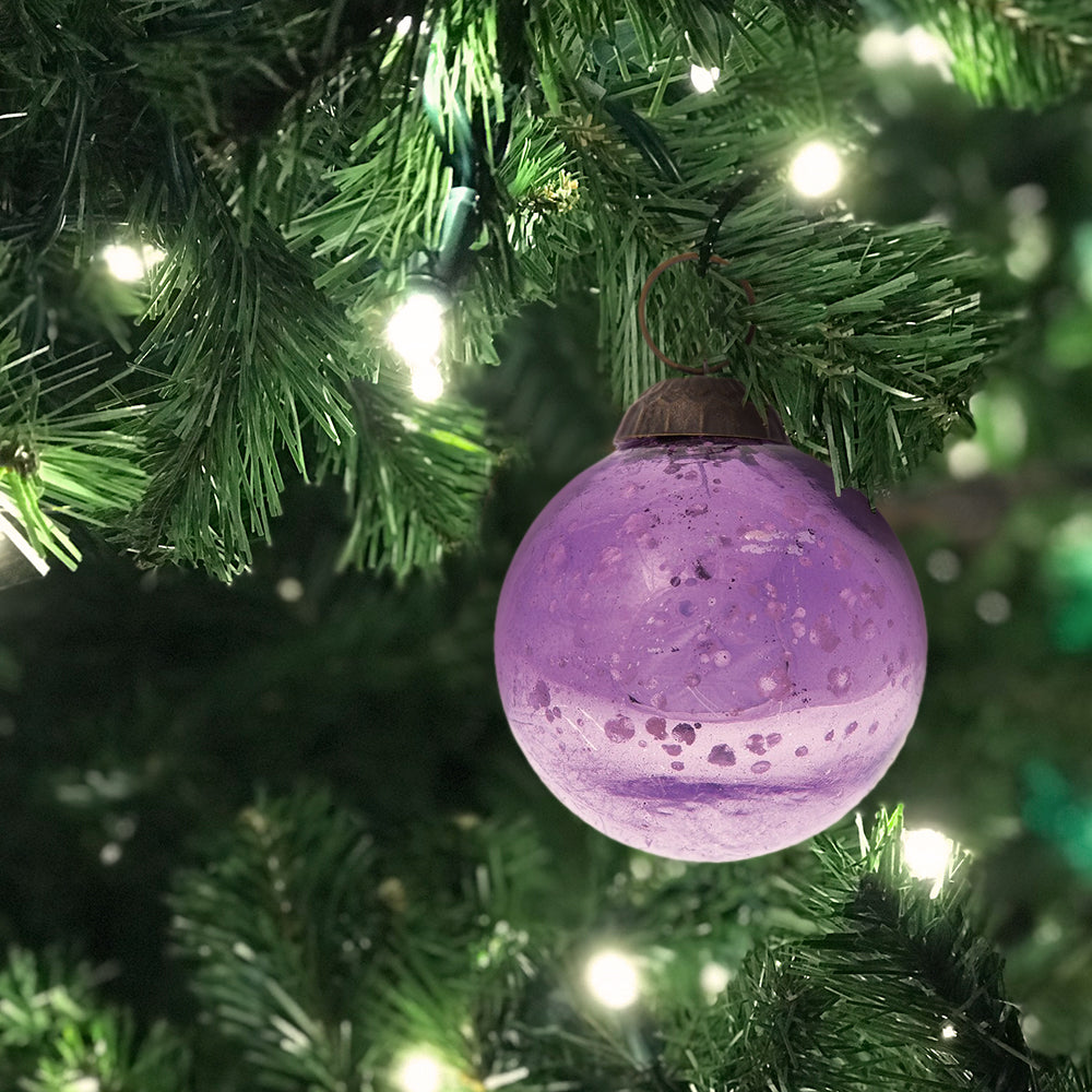 7 Glitter Lightbulb Ornament Purple