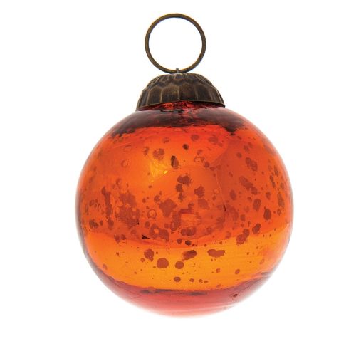 2.5&quot; Orange Ava Mercury Glass Ball Ornament Christmas Holiday Decoration