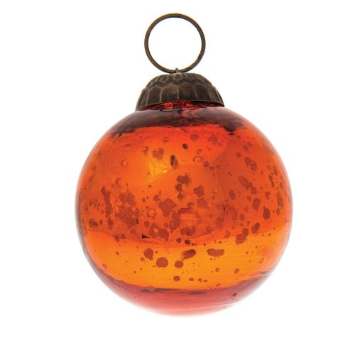 2.5" Orange Ava Mercury Glass Ball Ornament Christmas Holiday Decoration