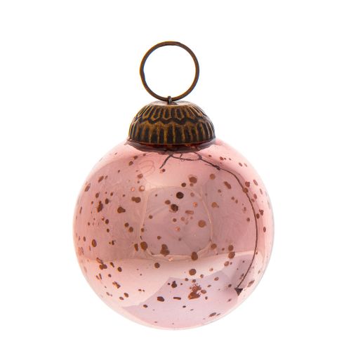 2.5&quot; Rose Gold Ava Mercury Glass Ball Ornament Christmas Holiday Decoration