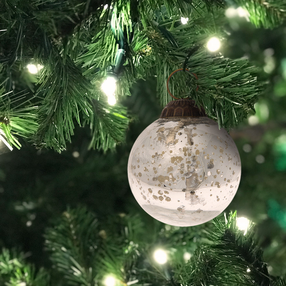 2&quot; Silver Ava Mercury Glass Ball Ornament Christmas Holiday Decoration - PaperLanternStore.com - Paper Lanterns, Decor, Party Lights &amp; More