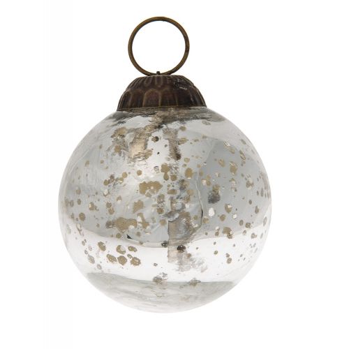 2.5&quot; Silver Ava Mercury Glass Ball Ornament Christmas Holiday Decoration