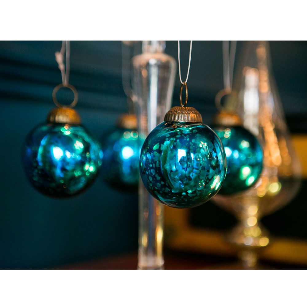 2&quot; Turquoise Ava Mercury Glass Ball Ornament Christmas Holiday Decoration - PaperLanternStore.com - Paper Lanterns, Decor, Party Lights &amp; More