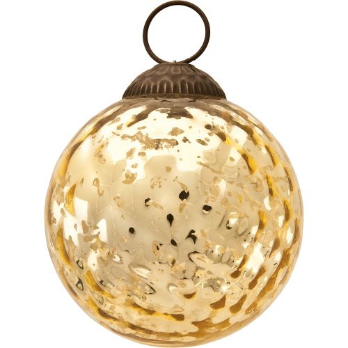 3" Gold Joy Mercury Disco Ball Glass Ornament Christmas Tree Decoration