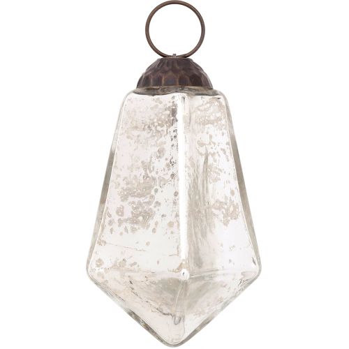 3-PACK | 3&quot; Silver Kayla Mercury Glass Teardrop Ornament Christmas Tree Decoration