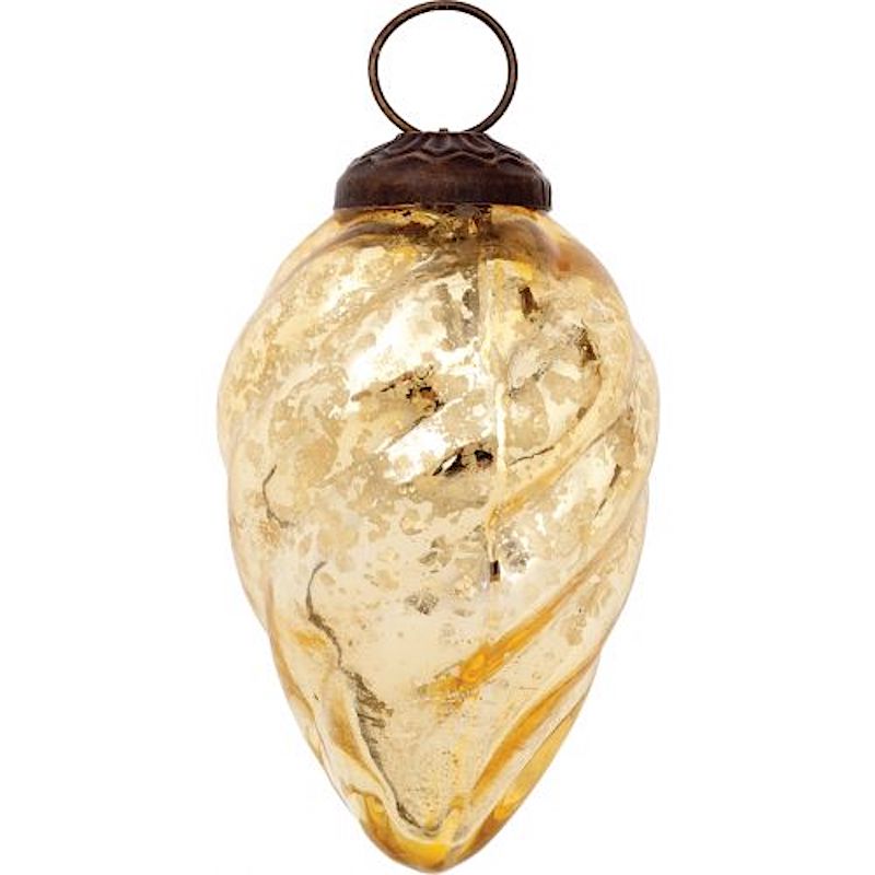 4&quot; Gold Lois Mercury Glass Swirled Pine Cone Ornament Christmas Decoration