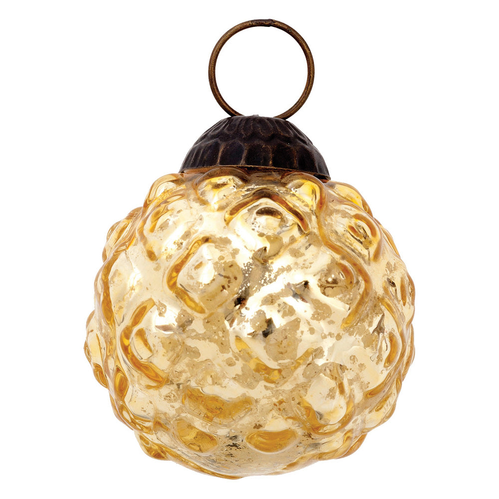 2.25" Gold Bonnie Mercury Glass Hobnail Ball Ornament Christmas Decoration