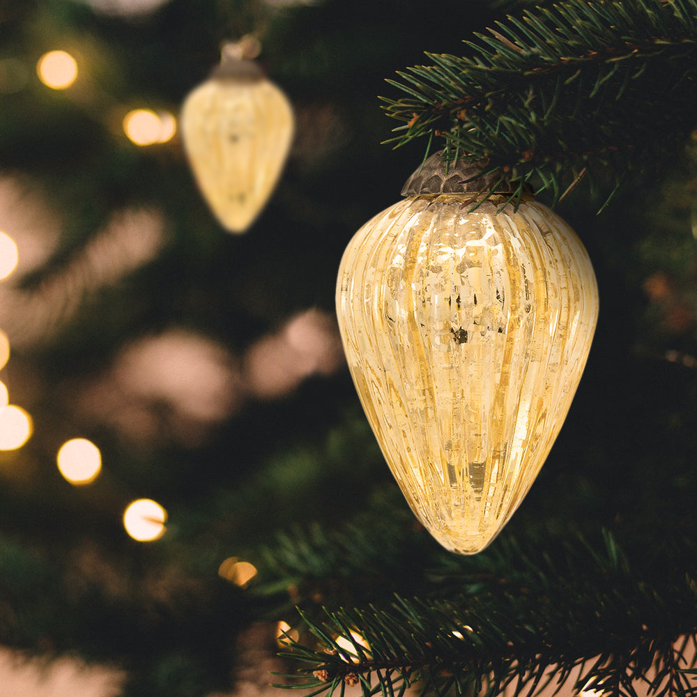 2.25&quot; Gold Laura Mercury Glass Lined Pine Cone Ornament Christmas Decoration - PaperLanternStore.com - Paper Lanterns, Decor, Party Lights &amp; More