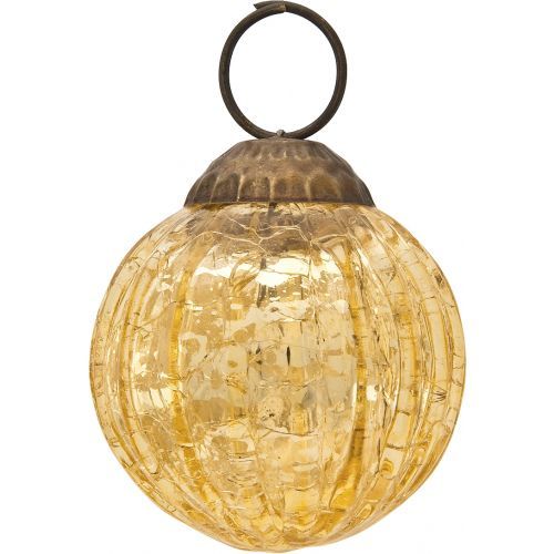 2" Gold Mona Mercury Glass Lined Ball Ornament Christmas Decoration
