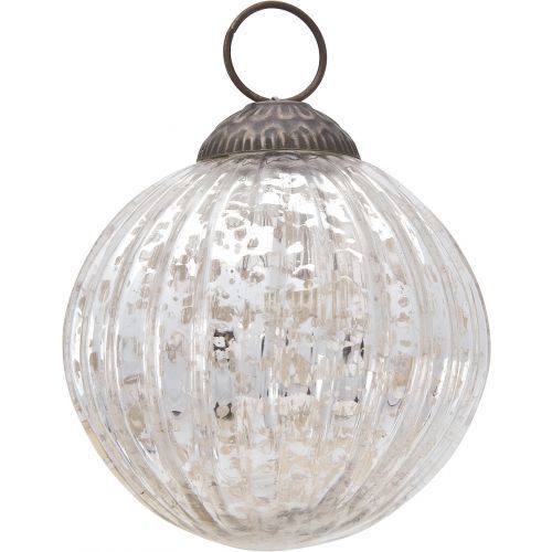 3-PACK | 3&quot; Silver Mona Mercury Glass Lined Ball Ornament Christmas Decoration