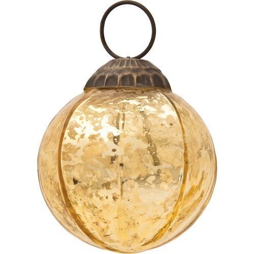 2" Gold Penina Mercury Glass Ball Ornament Christmas Decoration