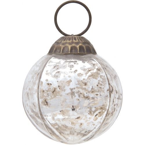 3-PACK | 3&quot; Silver Penina Mercury Glass Round Faceted Ornament Christmas Decoration