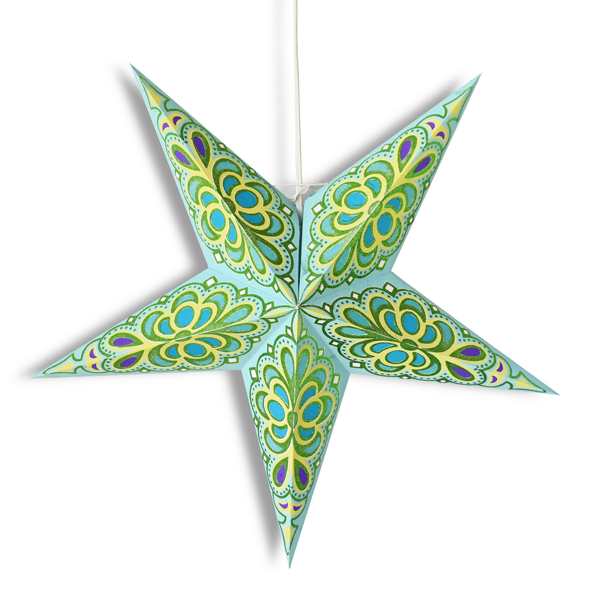 24&quot; Green / Turquoise Merry Gold Glitter Paper Star Lantern, Chinese Hanging Wedding &amp; Party Decoration - PaperLanternStore.com - Paper Lanterns, Decor, Party Lights &amp; More