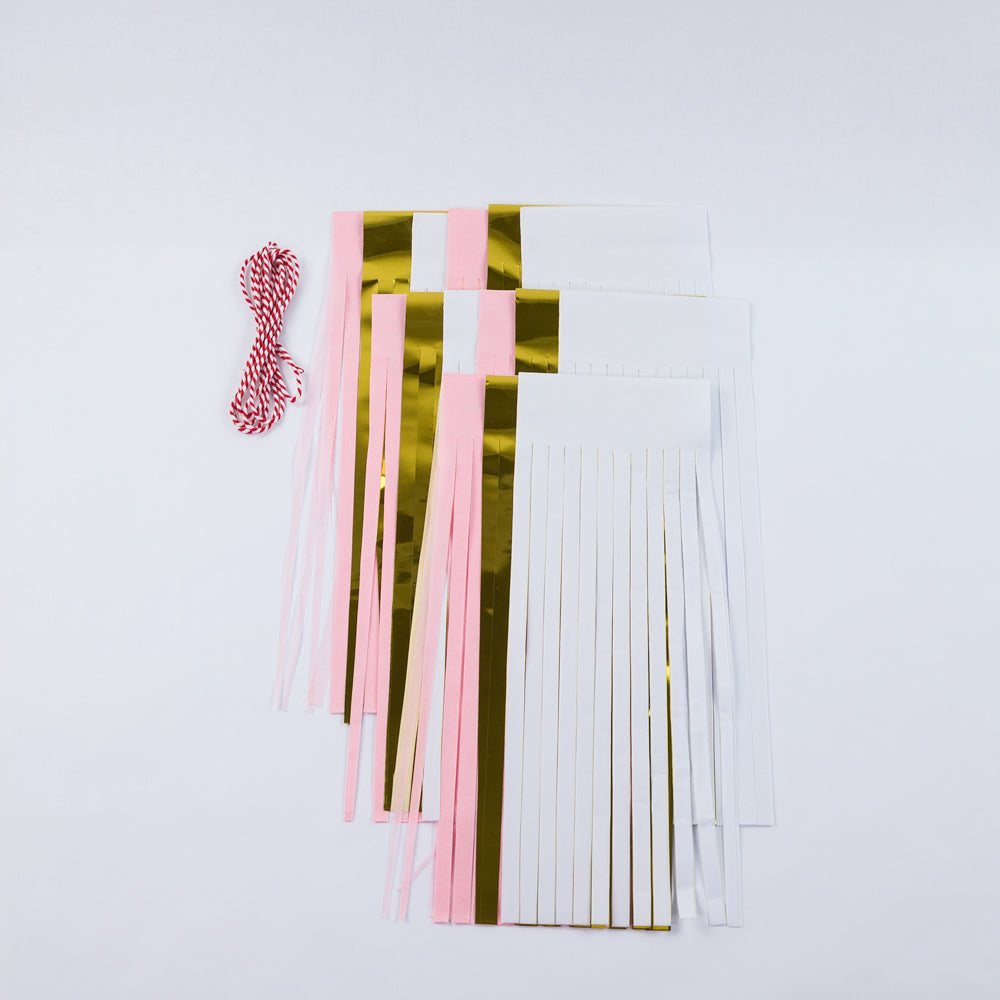 Metallic Pink / Gold Tissue Paper Tassel Garland Kit (15-PACK) - PaperLanternStore.com - Paper Lanterns, Decor, Party Lights &amp; More