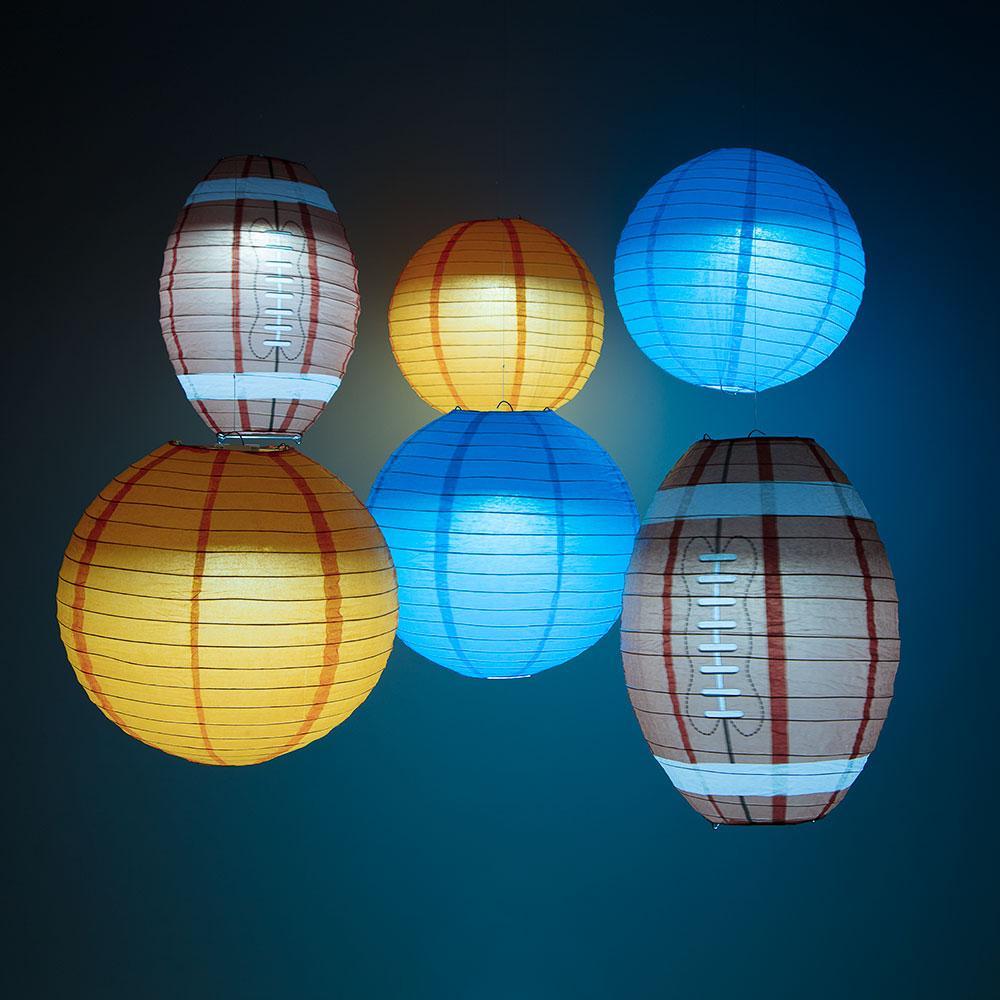 Miami Pro Football Paper Lanterns 6pc Combo Tailgating Party Pack (Orange/Turquoise)  - by PaperLanternStore.com - Paper Lanterns, Decor, Party Lights &amp; More