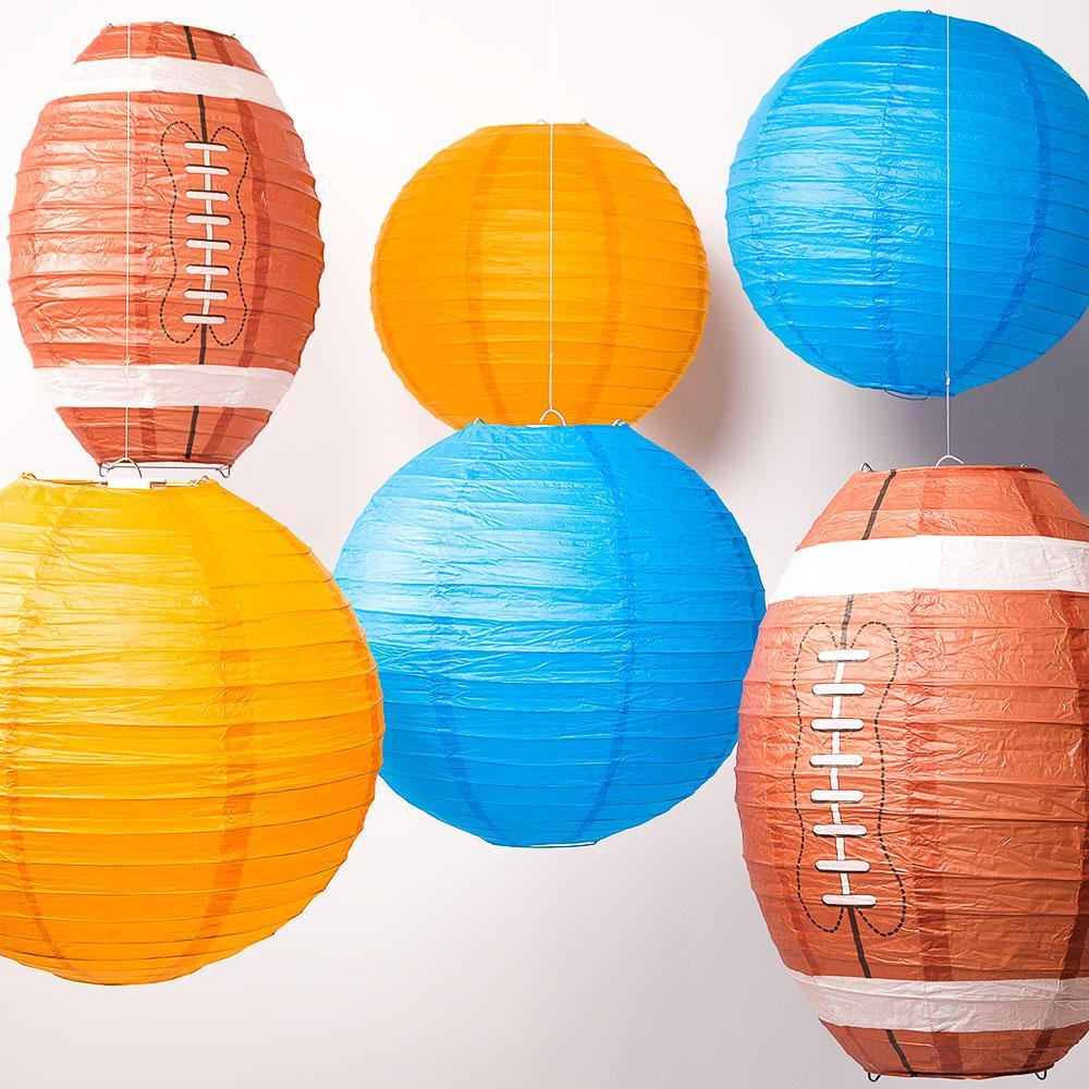 Miami Pro Football Paper Lanterns 6pc Combo Tailgating Party Pack (Orange/Turquoise)  - by PaperLanternStore.com - Paper Lanterns, Decor, Party Lights &amp; More