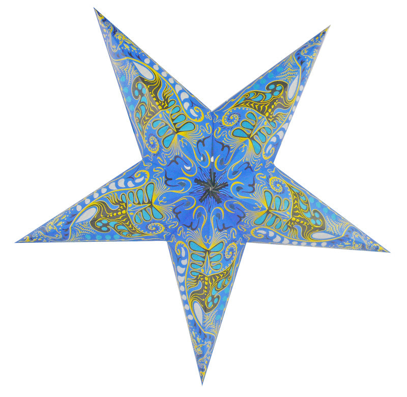 24" Blue Oriental Swan Paper Star Lantern, Chinese Hanging Wedding & Party Decoration - PaperLanternStore.com - Paper Lanterns, Decor, Party Lights & More