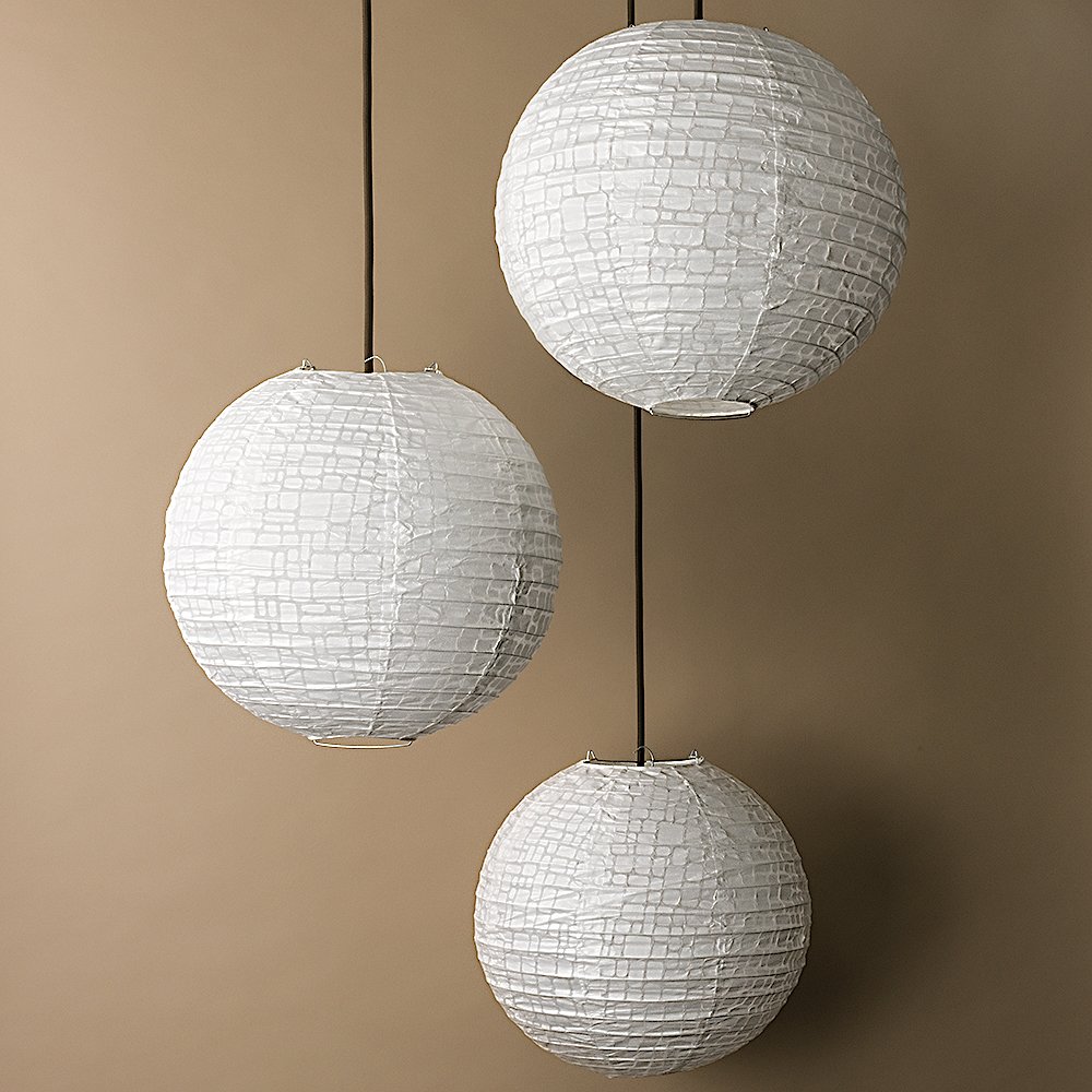 BULK PACK (3) 12" Modern Stone Japanese Kozo Unryu Fibrous Paper Lantern Shade, Hanging Decoration - PaperLanternStore.com - Paper Lanterns, Decor, Party Lights & More